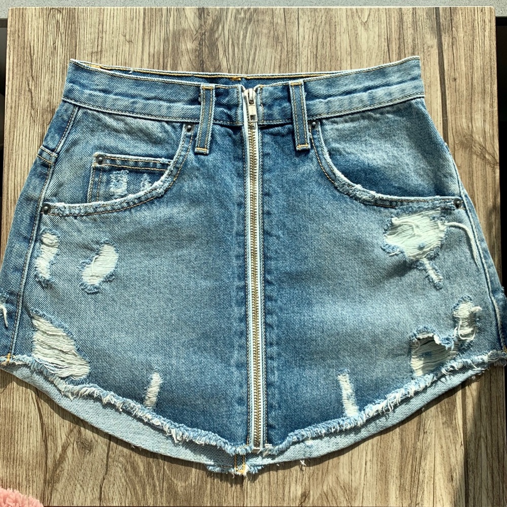 Carmar Denim Skirt with Front Zip